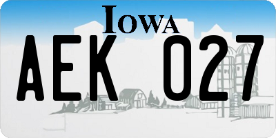 IA license plate AEK027