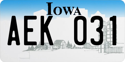 IA license plate AEK031