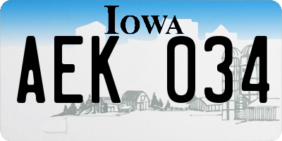 IA license plate AEK034
