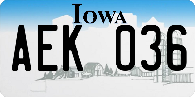 IA license plate AEK036