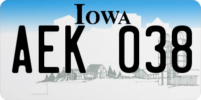 IA license plate AEK038
