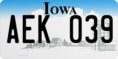 IA license plate AEK039