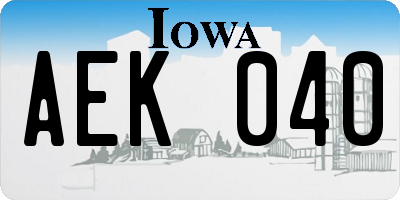IA license plate AEK040