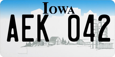 IA license plate AEK042