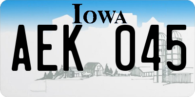 IA license plate AEK045