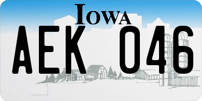 IA license plate AEK046