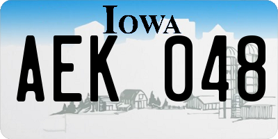 IA license plate AEK048