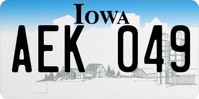 IA license plate AEK049
