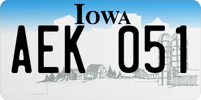 IA license plate AEK051