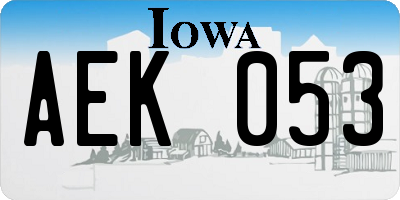 IA license plate AEK053