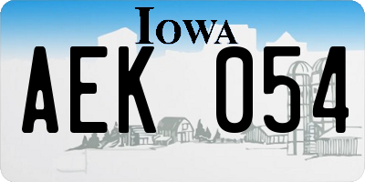 IA license plate AEK054