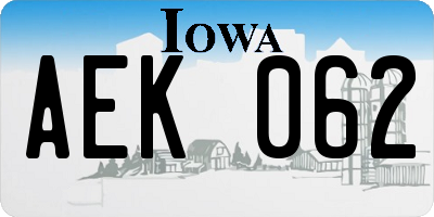 IA license plate AEK062