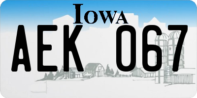 IA license plate AEK067