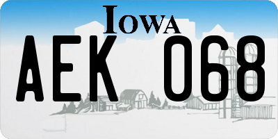 IA license plate AEK068