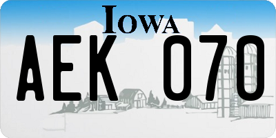 IA license plate AEK070
