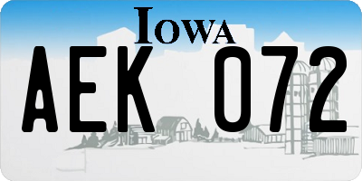 IA license plate AEK072