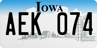 IA license plate AEK074