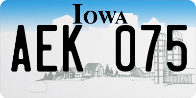 IA license plate AEK075