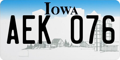 IA license plate AEK076