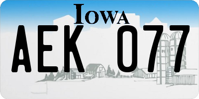 IA license plate AEK077