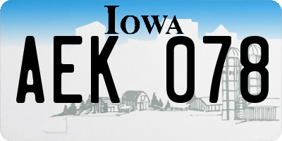 IA license plate AEK078