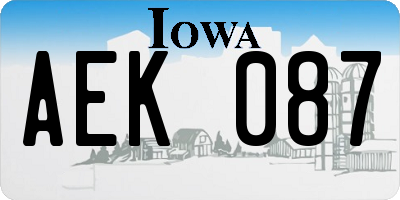 IA license plate AEK087