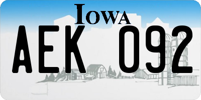 IA license plate AEK092