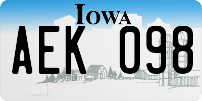 IA license plate AEK098