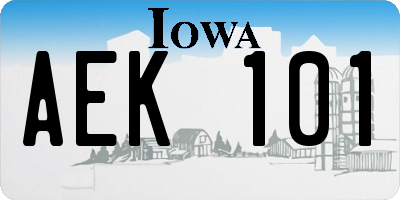 IA license plate AEK101