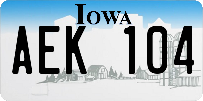 IA license plate AEK104