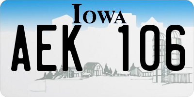 IA license plate AEK106