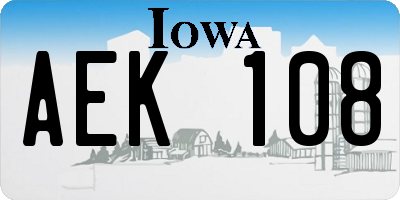 IA license plate AEK108