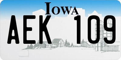 IA license plate AEK109