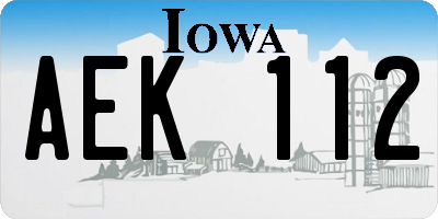 IA license plate AEK112