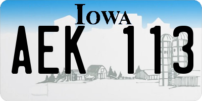 IA license plate AEK113