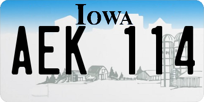 IA license plate AEK114