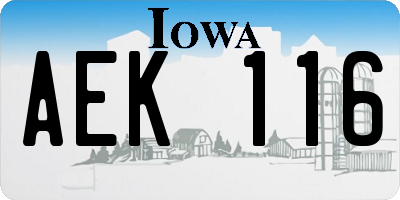 IA license plate AEK116