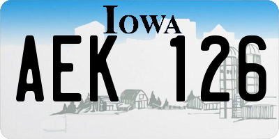 IA license plate AEK126