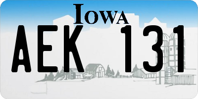 IA license plate AEK131