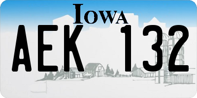 IA license plate AEK132