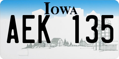 IA license plate AEK135