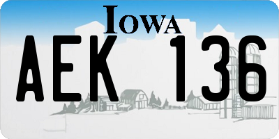 IA license plate AEK136