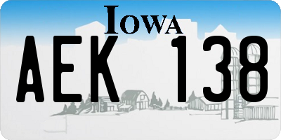 IA license plate AEK138