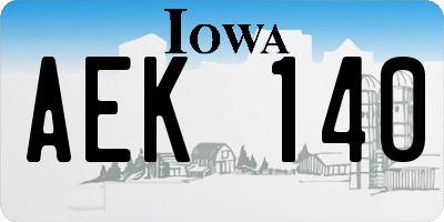 IA license plate AEK140