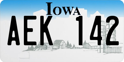 IA license plate AEK142