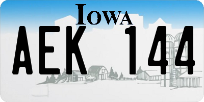 IA license plate AEK144