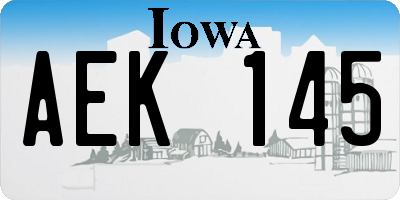 IA license plate AEK145