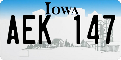 IA license plate AEK147