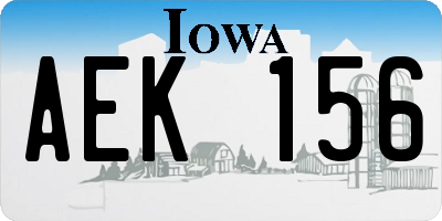 IA license plate AEK156