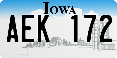 IA license plate AEK172